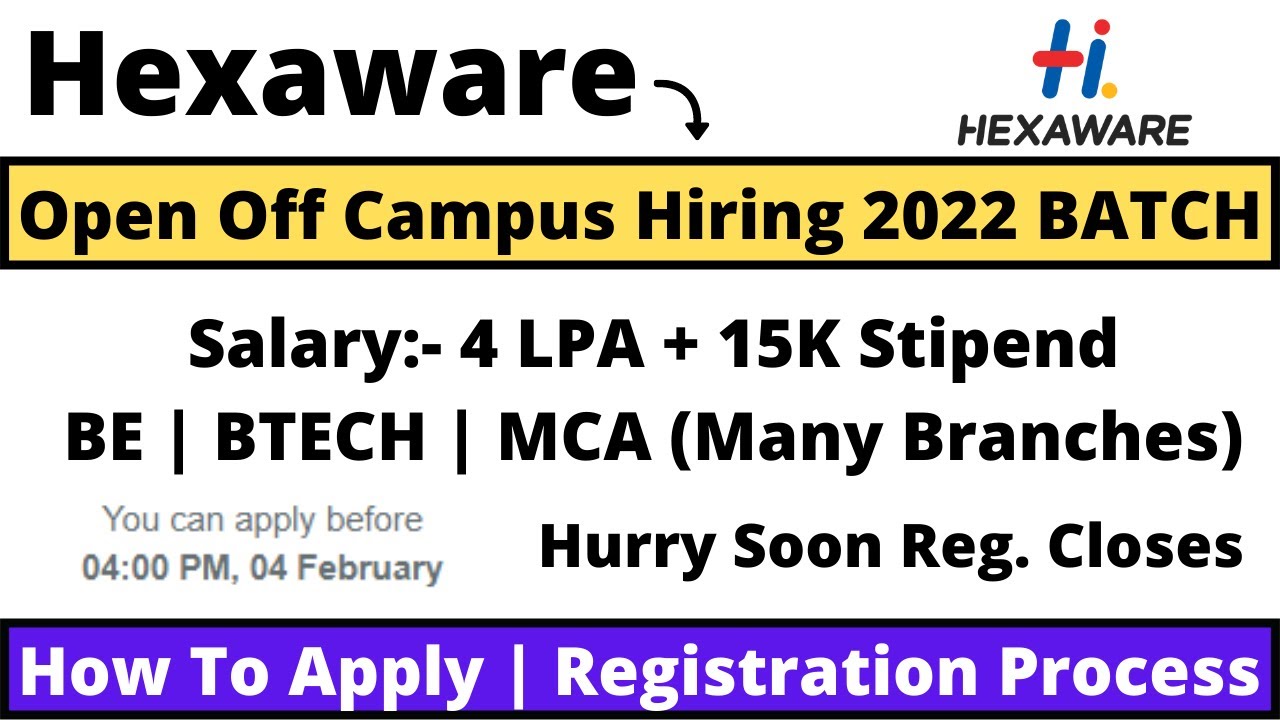 Hexaware Open Off-Campus Drive 2022 BATCH  | Many Courses | How to Apply | Process | Registration