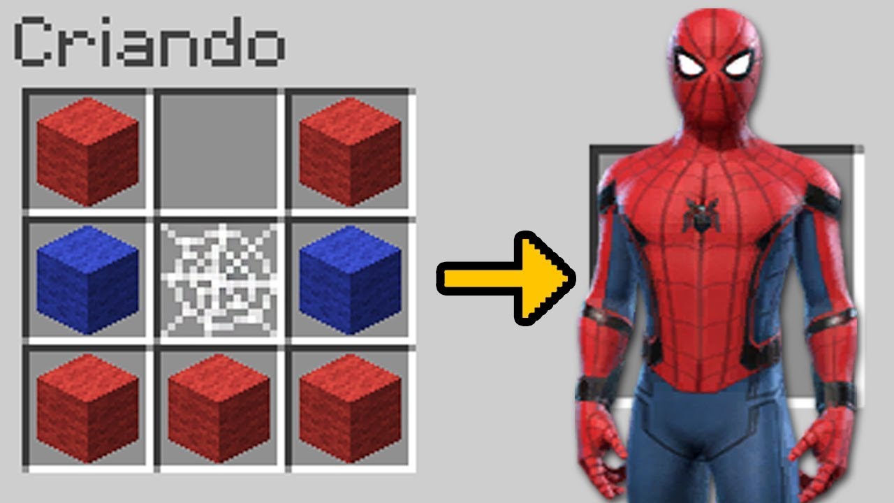 COMO FAZER A ROUPA DO HOMEM ARANHA NO MINECRAFT ! - YouTube