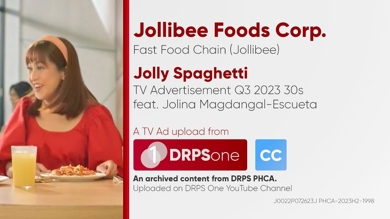 Jolly Spaghetti TV Ad Q3 2023 15s with Jolina Magdangal-Escueta (Philippines) [CC]