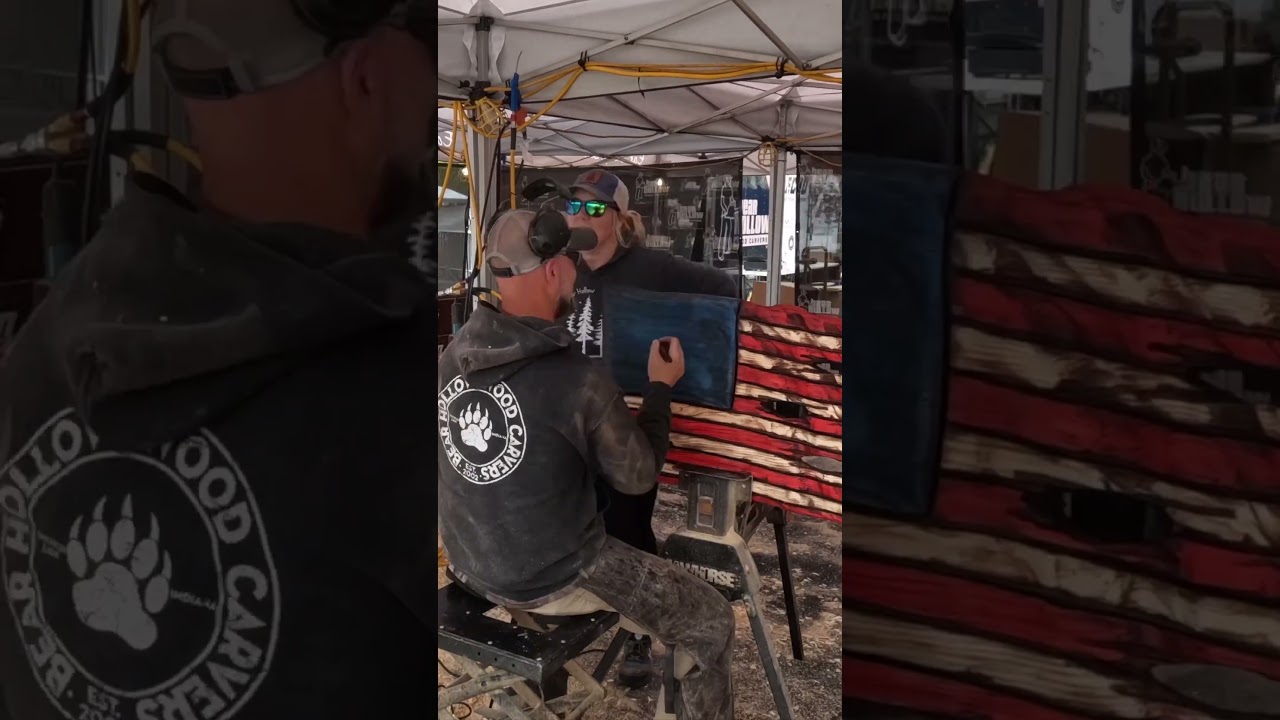 Jason Stoner Crafts Patriotism: Carving the American Flag at the Dover NASCAR Race!