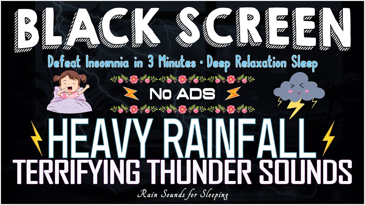 Defeat Insomnia in 3 Minutes・Soft Rainfall & Gentle Thunder Sounds for Deep Relaxation Sleep・No ADS