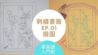 【貓日宅夜】刺繡書籤Ep.01 - 刺繡圖案描繪.自然風格的簡筆果葉.輕鬆畫超簡單，適合新手入門！(含免費版型)