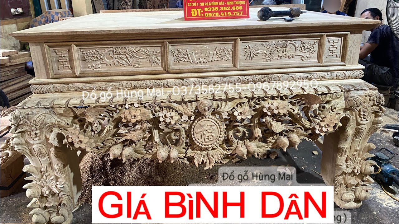 Sập thờ Mai Điểu đẹp giá bình dân | ĐỒ GỖ HÙNG MAI -... - youtube