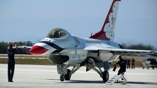 Air Force Thunderbirds Ground Crew and Pilot Changing F-16's – Preflight