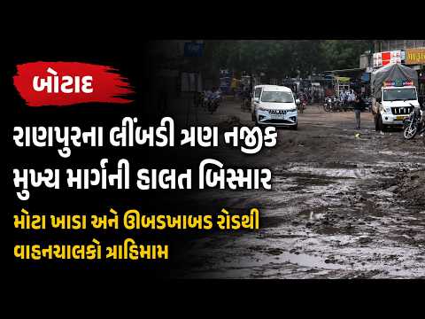 #botad | રાણપુરના લીંબડી ત્રણ નજીક મુખ્ય માર્ગની હાલત બિસ્માર | #drashtikonnews