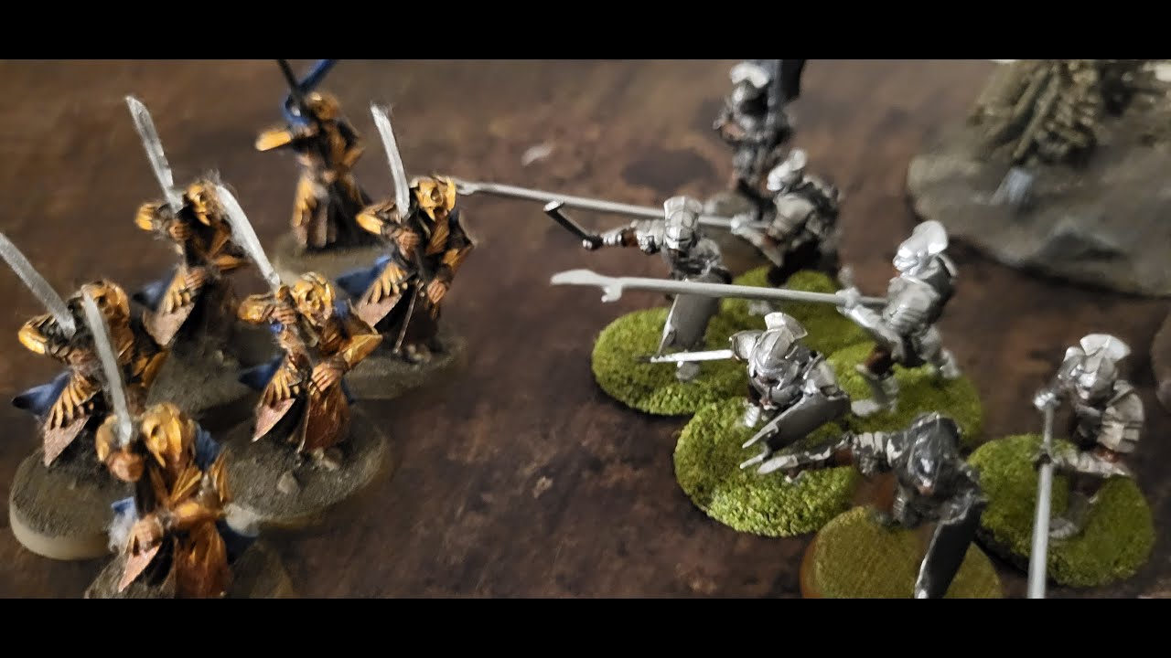 MESBG battle report. Haldirs elves with swords against Uruk Hai with