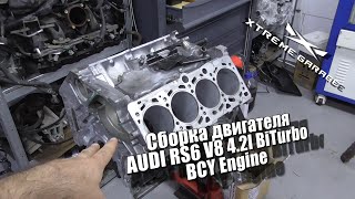 Сборка двигателя AUDI RS6 V8 4 2l BiTurbo BCY Engine