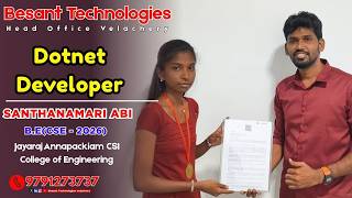 Santhanamari Abi | Dotnet Developer Placement Success | BE CSE 2026 | Besant Technologies