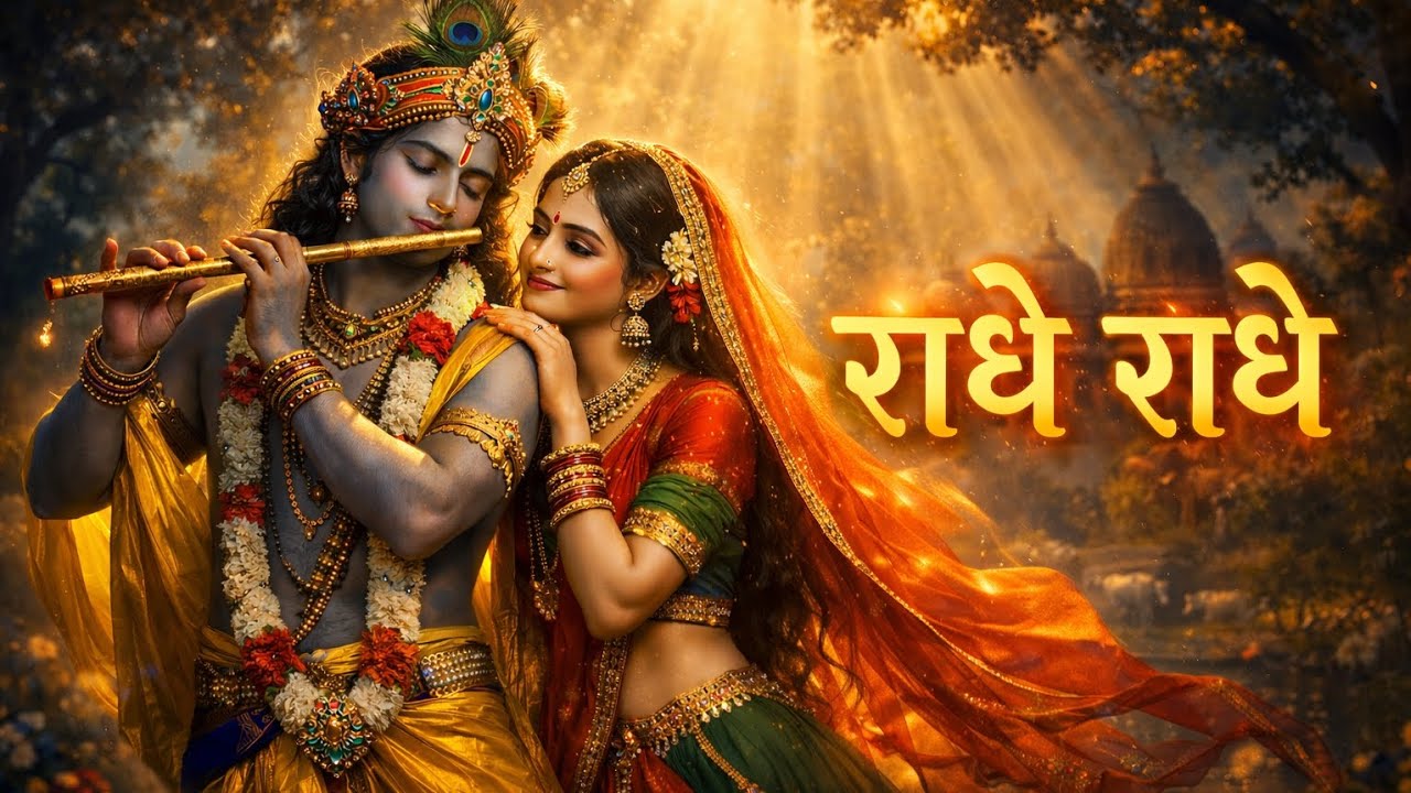 राधे राधे Radha Krishna Divine Bhakti Peaceful Flute Meditation