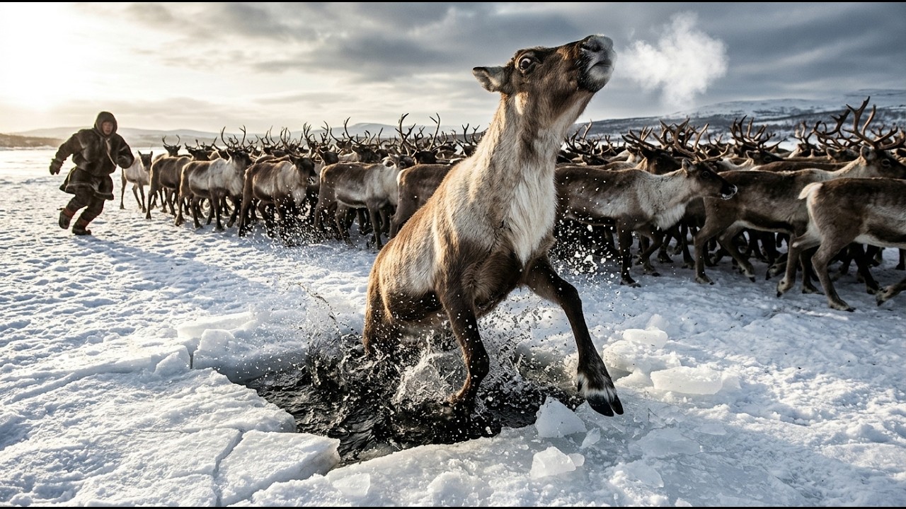 Nenets Reindeer Herders' Ice Crossing Challenge