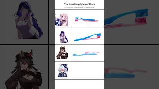 Learn how they brush #genshin #genshinimpact #raidenshogun #furina#hu tao#citlali
