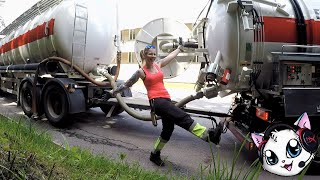 Trucker Cassie Unloading a Tanker Truck Solo for the First Time!