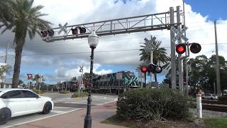 FEC 812 GEVO Leads 216 Car Long Mixed Freight w K5HL - S Colorado Ave Railroad Crossing - Stuart FL
