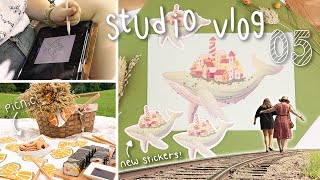 DRAWING NEW STICKERS AND PRINTS FOR MY ETSY SHOP, AND A  CUTE PICNIC! | Studio Vlog 05