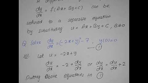Reduction to Separation of Variable (Ordinary Differential Equations)