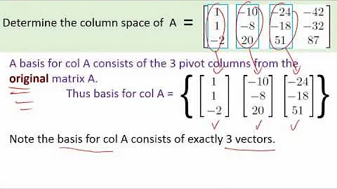 A quick example calculating the column space and the nullspace of a matrix.