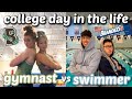 DAY IN THE LIFE: D1 GYMNAST vs SWIMMER