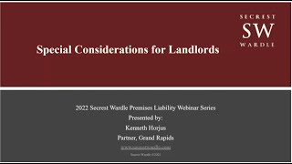 PLPG Webinar   Special Considerations for Landlords