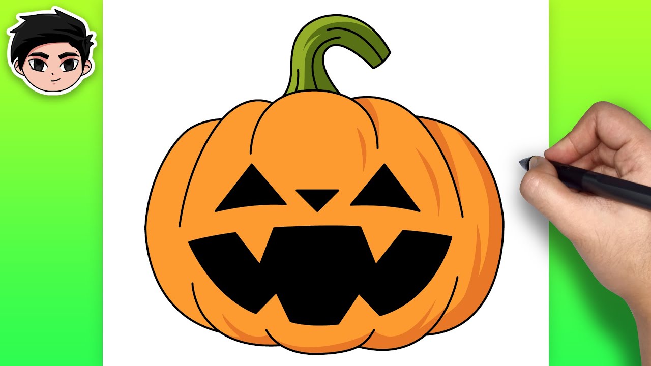 How to Draw Halloween Pumpkin Easy StepbyStep YouTube