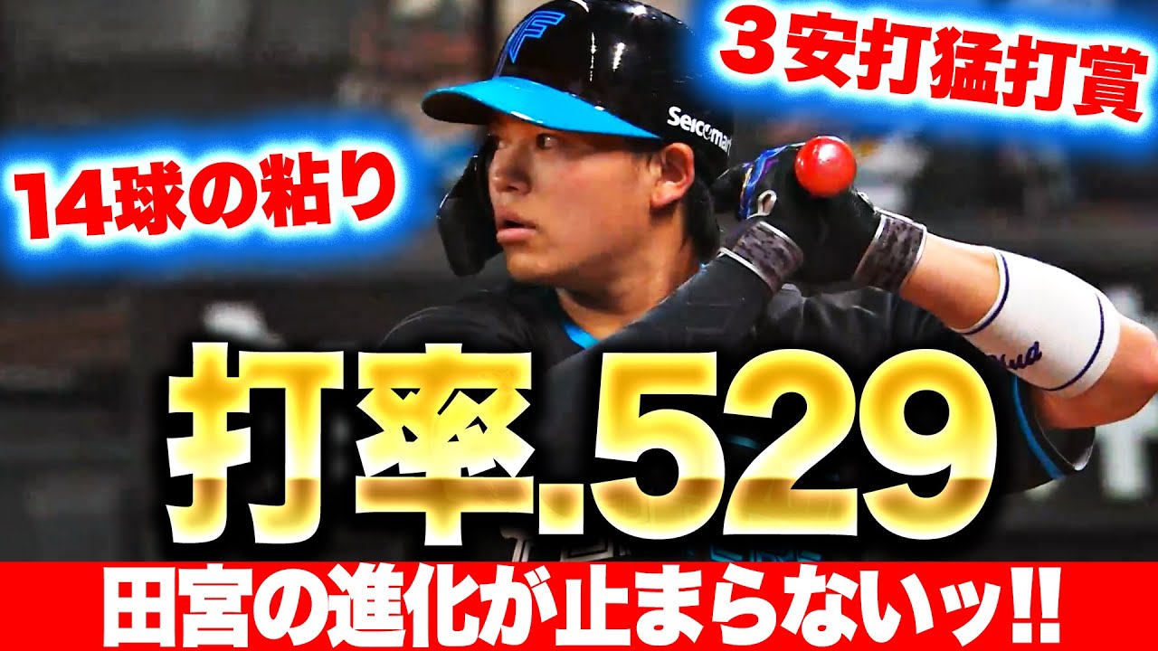 【打率.529】田宮裕涼『絶賛進化中！“14球の粘り”に3安打猛打賞の大躍動！』
