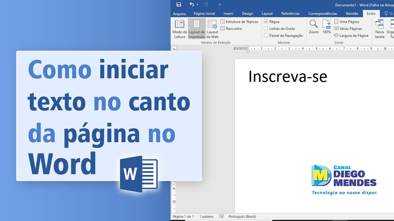 Como iniciar texto no canto da pagina no Word - YouTube
