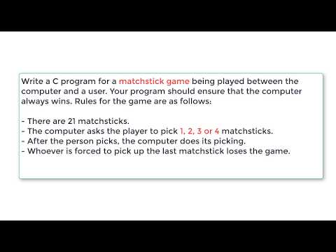 21 Matchstick Game: C Program