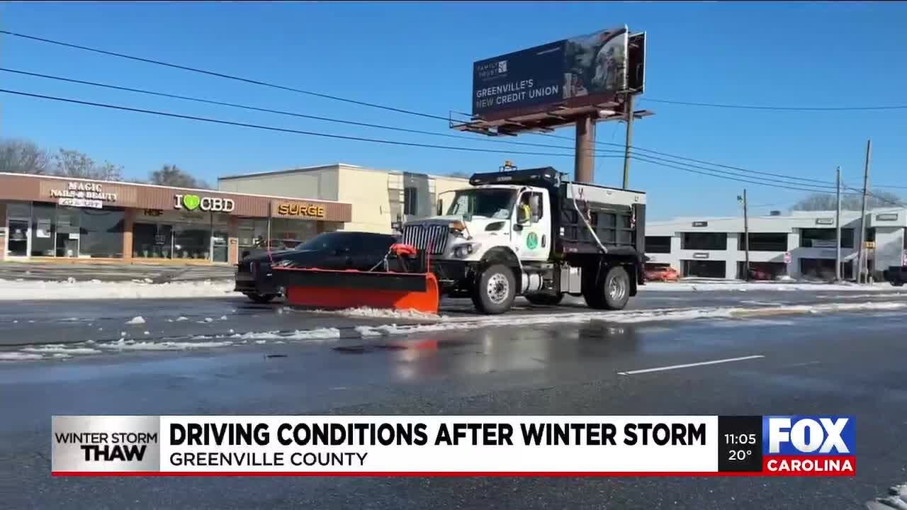 Driving conditions in Greenville Co. after winter storm