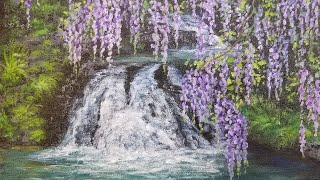 Wisteria Waterfall Landscape Acrylic Painting LIVE Tutorial screenshot 2