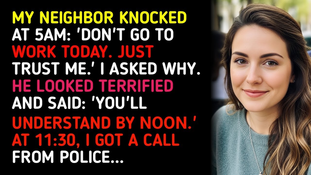 MY NEIGHBOR KNOCKED AT 5AM: 'DON'T GO TO WORK TODAY. JUST TRUST ME.' I ASKED WHY.HE LOOKED TERRIFIED