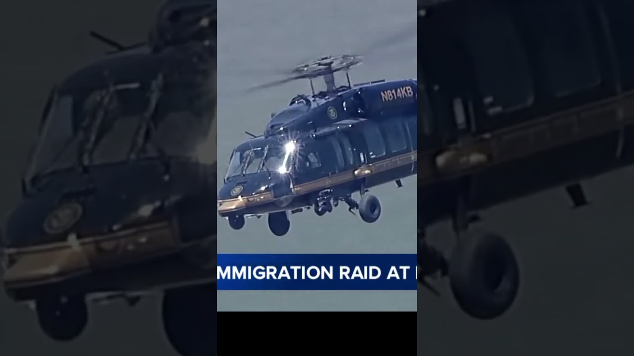 Sikorsky S-76 helicopter in action during ICE raid in Camarillo, today