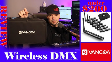 Vangoa wireless dmx transmitter and receivers.  Running your lights wireless!