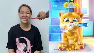 Mẹ Xí Muội bắt chước mèo Tom Đánh Răng 🐱❤️ Muội Vlog - bắt trend