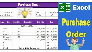 How to Create Purchase Order in excel | excel tutorials by learning center