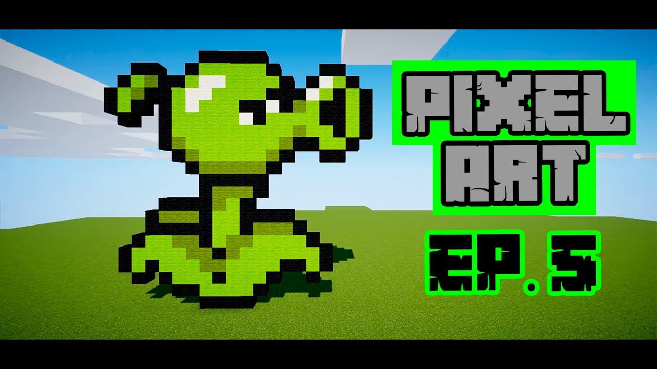 Minecraft Pixel Art- PEASHOOTER Plants vs Zombies - YouTube