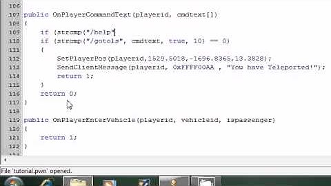 SA-MP Scripting Tutorial 3 - Message when player connects & /help command.