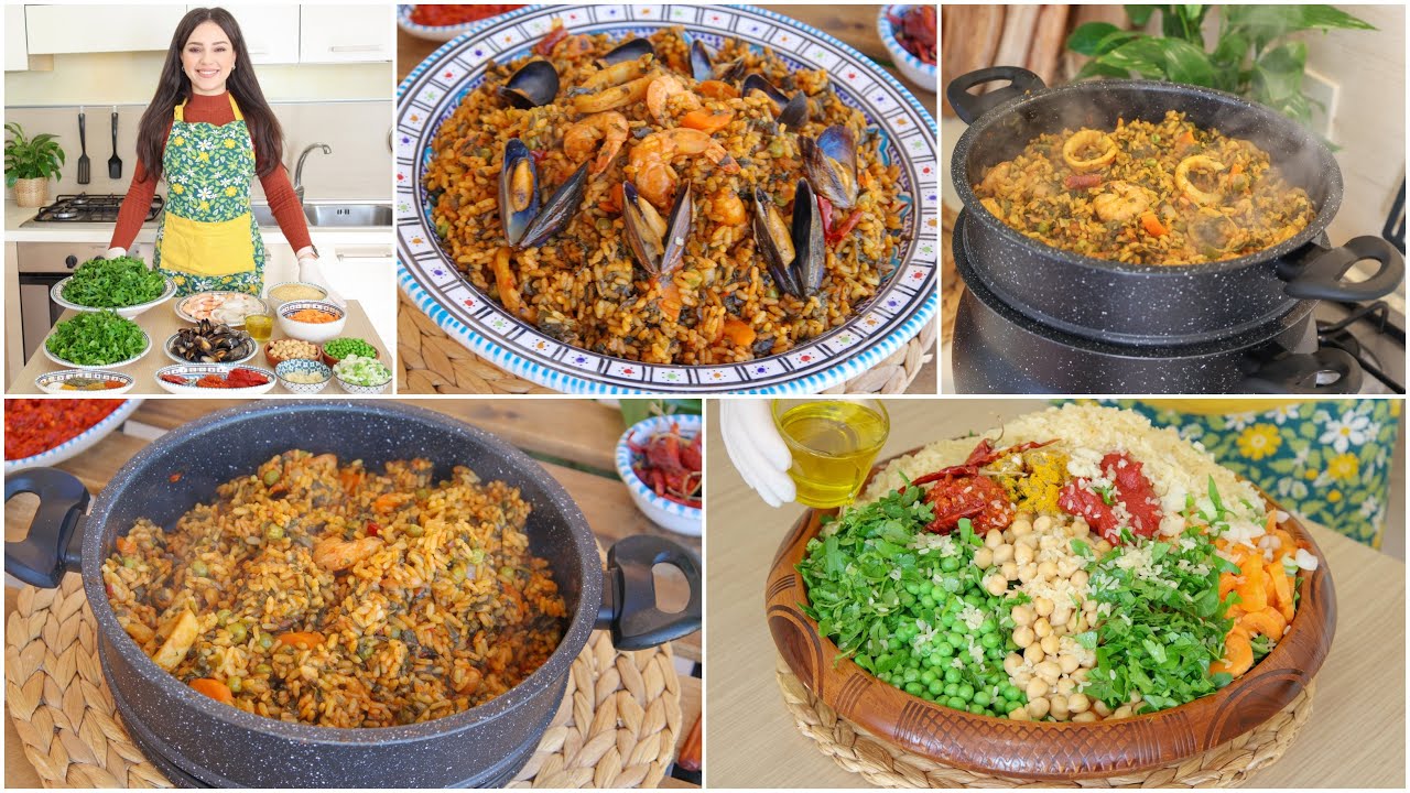 روز جربي مفور بالخضار وغلال البحر🍤بنة ومنفعة من أروع ماتجربوا😋Rouz jerbi aux fruit de mer