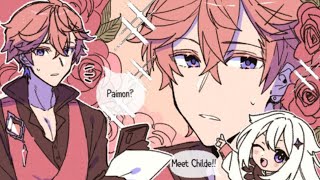 Aether Paimon And Childe Meet In The Modern World Genshin Impact Comic Dub