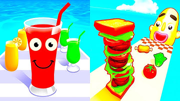 Juice Run vs Sandwich Runner 🥤 🥪 Max Levels Gameplay Walkthrough Android iOS 7R4K