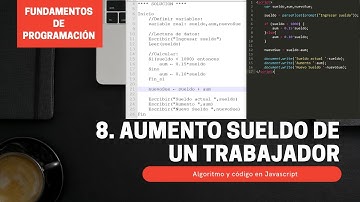 8  Aumento Sueldo de un Trabajador - IF ELSE - Algoritmo y Javascript