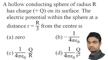 A hollow conducting sphere of radius R has charge (+ Q) on its surface. The electric
