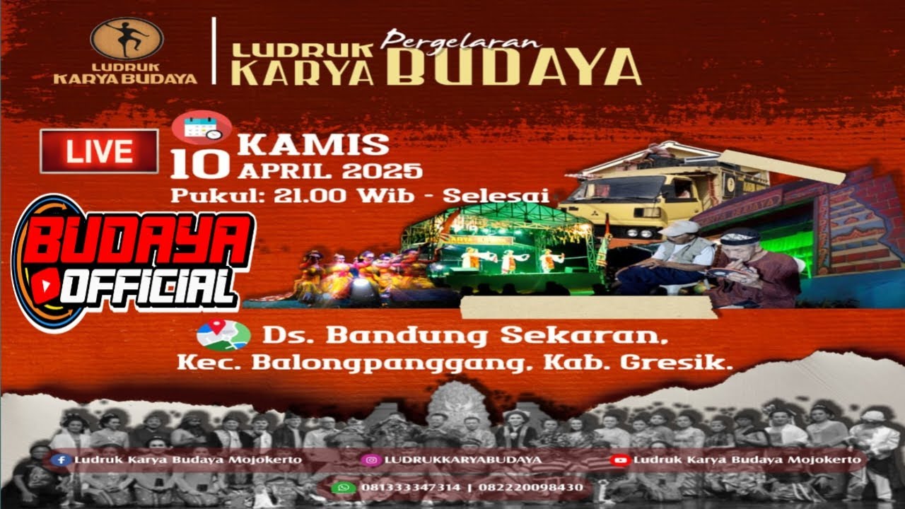🛑Live Ludruk  Karya Budaya Ds Bandung Sekaran Kec BalongPanggang Gresik