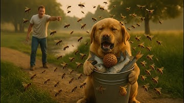 Misunderstood Puppy Rescues the Fish Bucket from the Swarm of Bees #puppyrescue