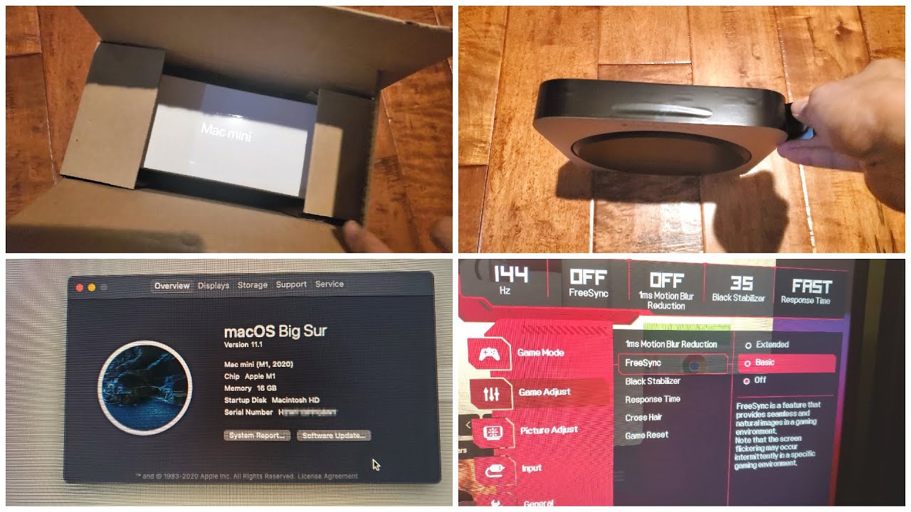 Mac Mini M1 16GB RAM Unboxing & Enabling 144Hz with FreeSync - YouTube