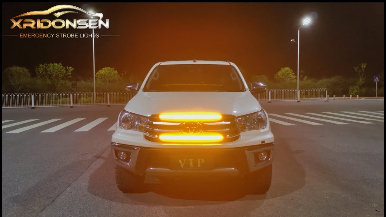 XRIDONSEN 2PCS 24 inch Truck Grill Strobe Lights Strip Amber Emergency Lights for Vehicles