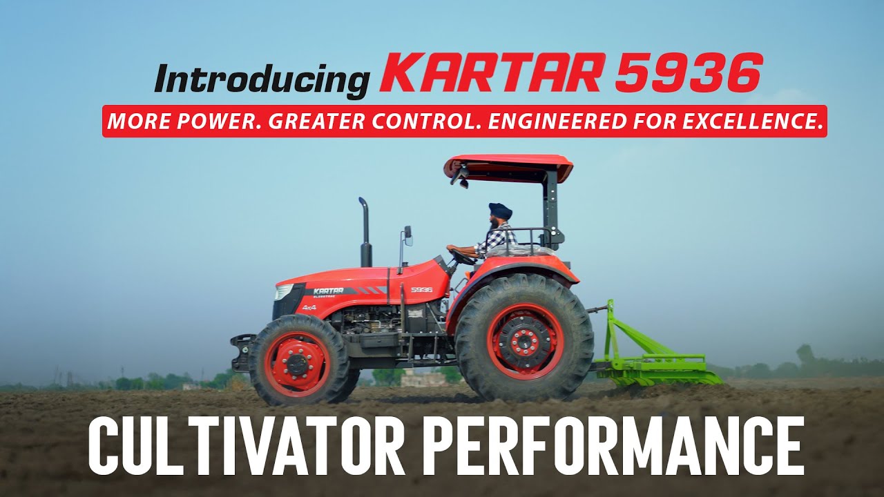 Kartar Globetrac 5936 | 60 HP category Tractor with 15 Tine Cultivator | Heavy-Duty Performance