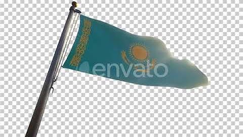 Kazakhstan Flag on a Flagpole with Alpha-Channel | Motion Graphics - Envato elements