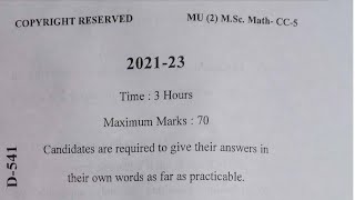 M.SC/PG Semester-2 paper-V(CC-5) Mathematics question ~mathotec