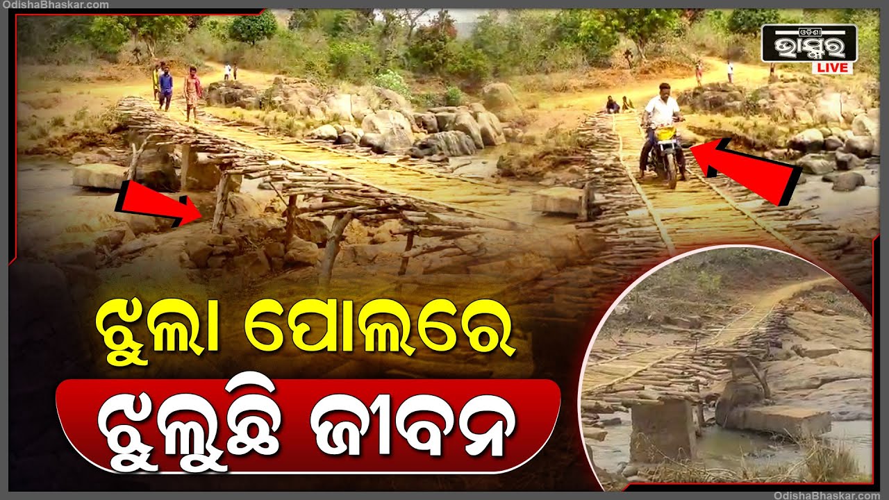 ବିରାଟ ବଡ଼ ନଦୀ ଉପରେ ତିଆରି ହୋଇଛି ଝୁଲା ପୋଲ...ଭୟରେ ଯାତାୟତ କରୁଛନ୍ତି ଲୋକେ