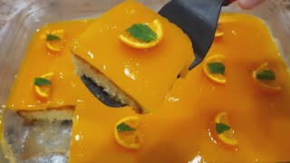 تحلية سهلة كيكة  الطبقات بالبرتقال باردة ومنعشة بمكونات بسيطة فقط حبة بيض واحدة وكأس حليب