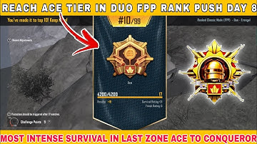 REACH ACE TIER IN DUO FPP CONQUEROR RANK PUSH DAY 8 || MOST INTENSE SURVIVAL IN LAST ZONE || DUO FPP